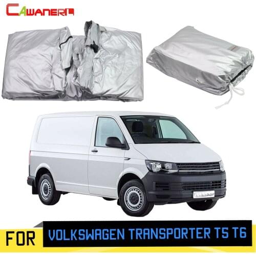 Cawanerl Car Cover Anti-UV Outdoor Sun Rain Snow Protection MPV Cover With Anti-Theft Lock For Volkswagen Transporter T5 T6