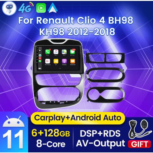 QLED Android 11 Carpaly DSP Car Radio Stereo For Renault Clio 2012-2016 Multimedia Player 1080P Video 6G RAM 128G ROM Wifi BT5.0