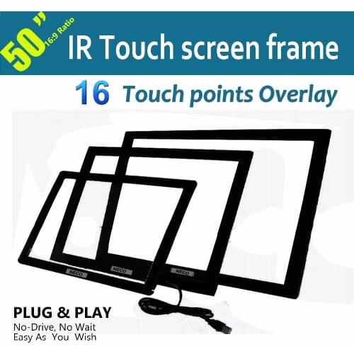 Free Shipping 50 inches IR Multi-Touch Screen Panel With 16 Touch Points High-resolution Quick Response Support Android box