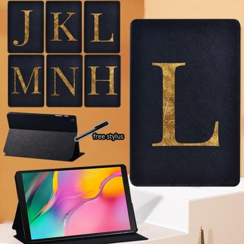 Gold Letter Tablet Case For Samsung Galaxy Tab S4/Tab S5e 10.5/Tab S6/Tab S6 Lite 10.4" P610 P615/Tab S7 T870 Initial Name Cover
