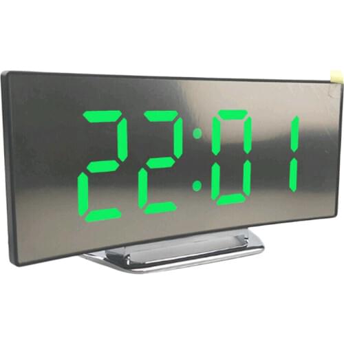 Electronic Alarm Clock Noiseless Design Digital LED Large Display Mirror Electronic Clock Memory Function USB Charging Clocks