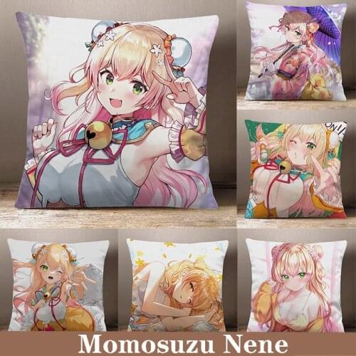 Game VTuber Hololive Momosuzu Nene Cosplay Square Dakimakura Peach Skin Plush Stuffed Throw Pillow Sofa Bed Cushion Deco Student