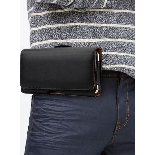 PU Leather Horizontal Waist Belt Clip Pouch Phone Bag Holster Protective Case on for Men