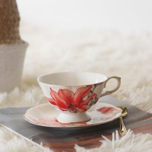 Bone China Coffee Cup Sets Colorful Butterfly Ceramic Tea Cups And Saucers British Office Teacup Porcelain Nice Gift