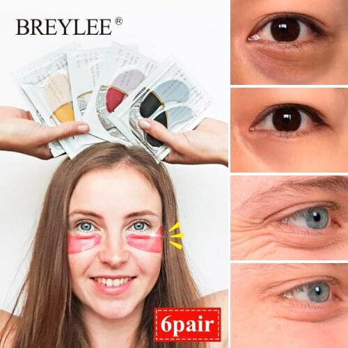 BREYLEE Collagen Eye Mask Crystal Serum Eye Patches Anti Wrinkle Puffiness Anti-aging Sheet Masks Eye Skin Care 6pairs