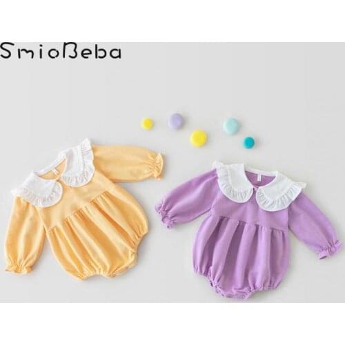 Korean 2021 Autumn Newborn Baby Sweet Siamese Rompers Clothes Climbing Girl Full Moon 100 Day Pack Fart Jumpsuit Meisjes Kleding