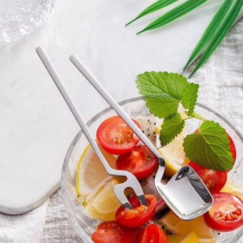 Stainless Steel Coffee Spoon Set Creative Salad Fruit Fork Colorful Ice-cream Spoon Wall-mounted Dessert Western Tableware 1set