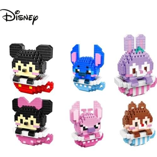 Disney Mickey Mouse Stitch Building Blocks Toys Stellalou Duffy Bear Cartoon Princess Characters Children DIY Figure Model Gift