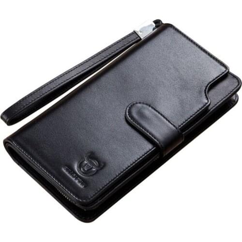 Wallet mens leather long buckle wallet youth retro casual leather multi-function drivers license coin purse card holder wallet
