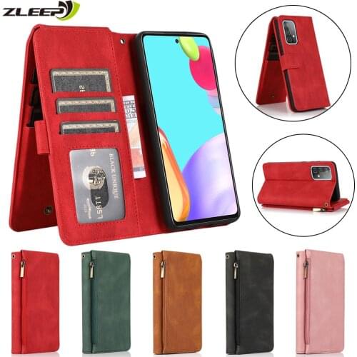 Zipper Wallet Case For A52 A72 A51 A71 A12 A32 A42 A31 A11 A21 A50 A70 A30 S A20 A10 E Flip Cards Stand Leather Phone Bags Cover