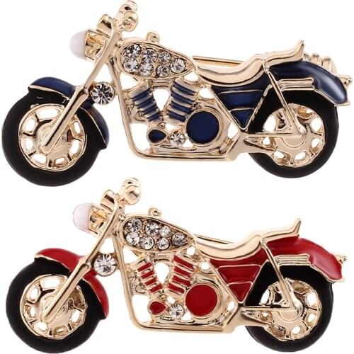 Cool Rhinestone Enamel Motorcycle Motorbike Brooch Pin Unisex Fashion Accessories