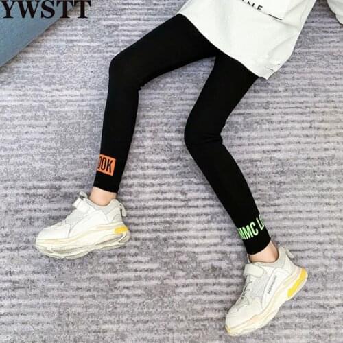 Girls Leggings Autumn 2020 New Childrens Letter Trousers Western style Trendy Big Kids Sport Pants