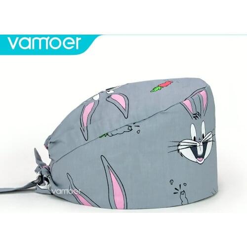 Medical head cap cotton cartoon print hat adjustable work cap beauty salon nursing cap male surgical hat wholesale scrub caps