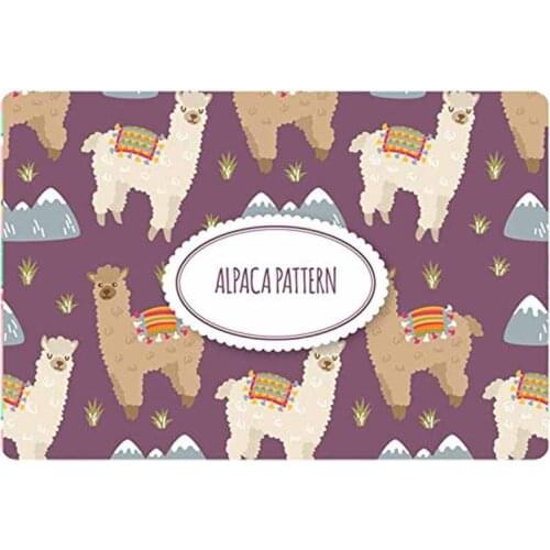 Cartoon Llama Alpaca Door Mat Purple Non Slip Rubber Doormat Area Carpet Shoes Rug