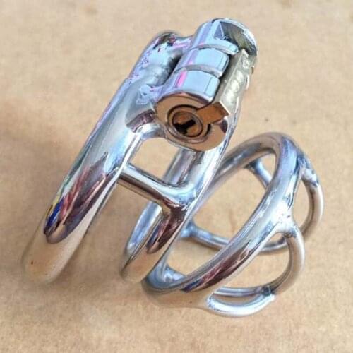 Male Chastity Lock Device Stainless Steel Cock Cage Adult Sex Toys For Men Cbt BDSM Penis Rings Metal Chastity Cage CB6000S