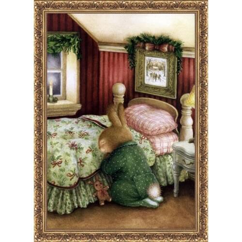 Rabbit room bed prayer Animal For Embroidery Needlework 14CT Counted Unprinted DIY Cross Stitch Kits Handmade Art Wall Decor