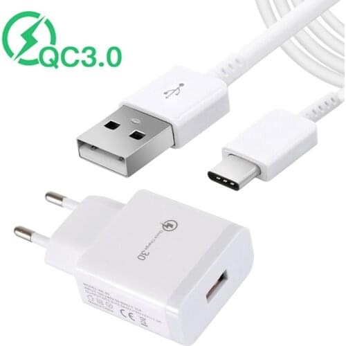 3A Quick Charge 3.0 USB Charger Cable EU Wall Mobile Phone Charger Adapter for Samsung huawei Xiaomi Redmi Zte NOKIA Honor 9A 9X