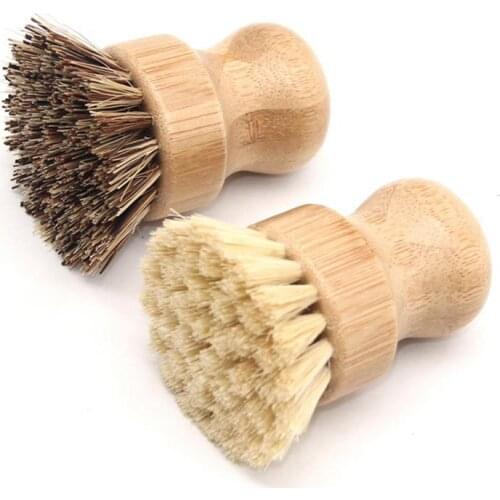 Natural Bamboo Dish Brush All-Purpose Handheld Short Handle Pan Brush Kitchen Cleaning Brush Cleaning Brushes Dish Washing Tool