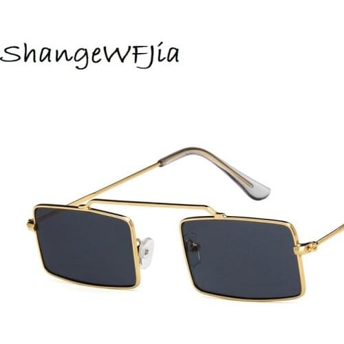 Vintage Small Square unglasses Women Brand Designer metal Retro Skinny Rectangle Slim ins Sun Glasses For Women