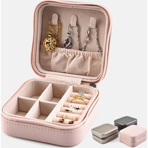 Display Travel Case Boxes Leather Storage mall Size Jewelry Organizer Portable Cosmetic Box Drawers