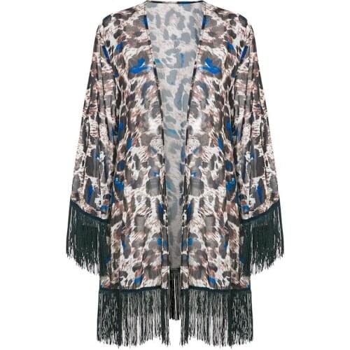 Misswim Leopard tassel beach dress Sexy Cover-ups women swimsuit female cover up Sarong tunic saida de beach wear 2020 Summer