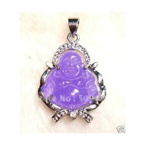 Stunning purple jade Buddha Jewelry Pendant Necklace