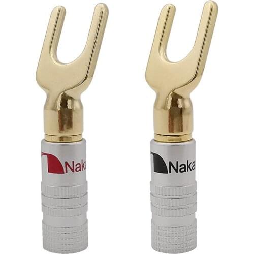 10Pcs Y/U Shape Banana Plug Connector Gold plated Audio Screw Solderless Fork Spade Speaker Banana Connectors