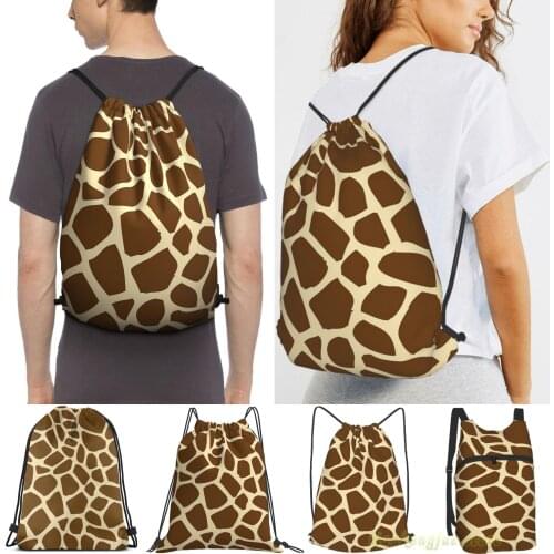 Men Sackpack Strap Bags Giraffe Pattern Women Purpose Drawstring Backpacks Outdoor Travel Backpacks For Gym Training Fitness Bag