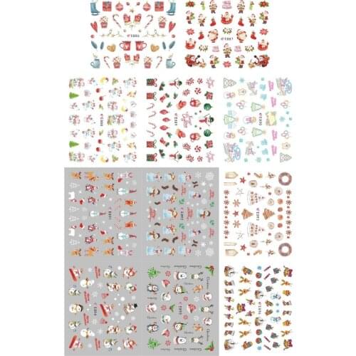 11 PCS / LOT SIMULATION SELF-ADHESIVE 3D NAIL TATTOOS STICKER FLOWER CHRISTMAS XMAS DROPPING BALL DEER SNOW MAN SANTA E886-896