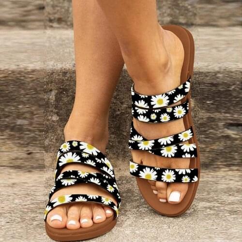 Summer Flower Sandals Womens Sandals Flat Sandals Bohemian Open Toe Summer Beach Sandals Roman Shoes sandalias de las mujeres