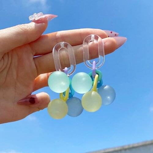 Stillgirl 1Pair Kpop Multi Color Balloon Pendant Earrings for Women Cute Geometric Pendientes Female Y2K Korean Fashion Jewelry