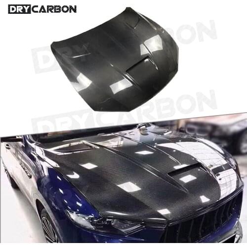 Dry Carbon Fiber Front Engine Hood Bonnet engine Cover for Maserati Levante 2016-2019 Forged Carbon Bonnet Cap MS Style