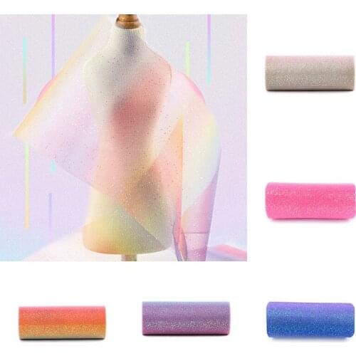 10Yards/Roll Rainbow Glitter Tulle Fabric DIY Netting Craft Tutu Skirt Dress Headwear Gifts Packaging Home Wedding Party Decor