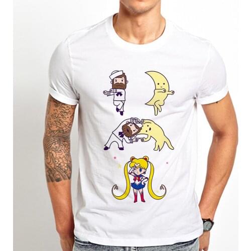 Sailor moon Fusion dance funny t shirt men 2019 summer new white casual homme cool Japan anime t-shirt
