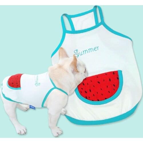 Summer Dog Vest Shirt Fat Dog Clothes Pug Bulldog Pets Clothing for Medium Large Dogs Costume Ropa Perro Watermelon Print Shirt