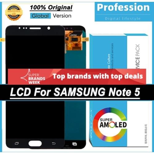 100% Original 5.7'' Super AMOLED Display for Samsung Galaxy Note 5 N920F LCD Touch Screen Digitizer Assembly Repair Parts