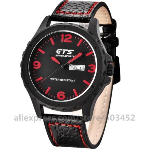 100pcs/lot GTS 3810 Watches With Calendar PU Belt Quartz Watch Simple Wristwatch For Men Reloj Hot Sells