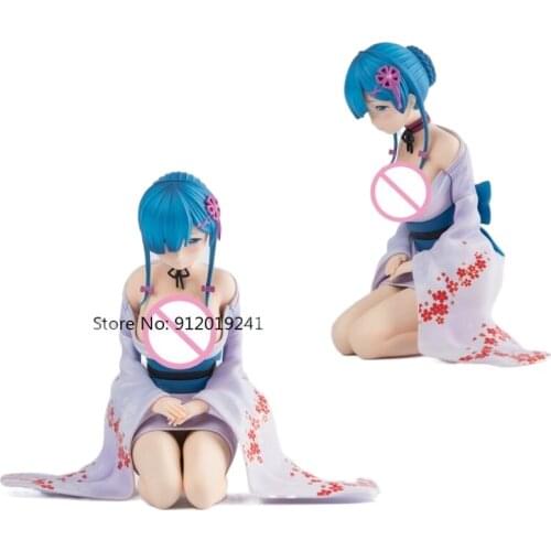 13cm Re:Life in a Different World from Zero Rem Ram Bunny Girl Adult Action Figure Rem Kneeling Kimono Model colletible gifts
