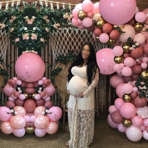 138Pcs Garland Arch Kit Decoration Baby Shower Party BalloonBean Paste Pink Metallic Gold Balloons Wedding Decorations Backdrop