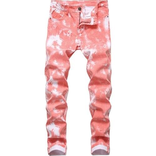 2021 New Mens fancy color black printed jeans Fashion snow washed plus size stretch pants Leisure simplicity Fashion trend