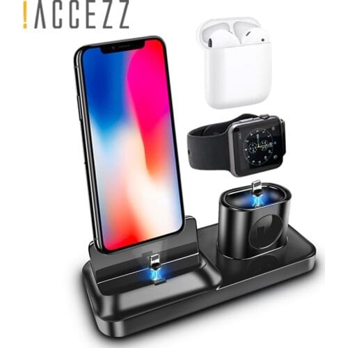 !ACCEZZ 3 in 1 Desk Charger Holder Magnetic Charging For iphone X XS MAX XR For AirPods Apple i Watch For Samsung Xiaomi Charger
