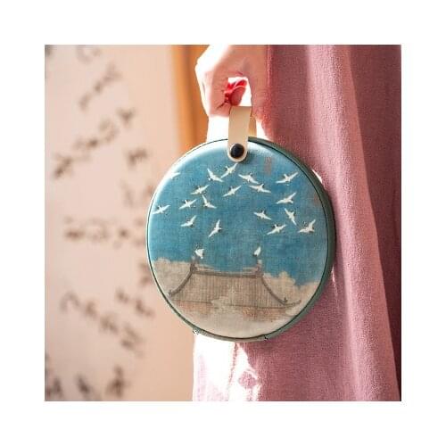 200g/357g Pu'er Tea Cake bag portable household round storage Box Zipper whitee tea storage box retro Packing bag