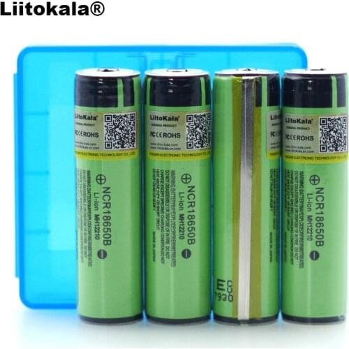 4PCS Liitokala Protected Original 18650 NCR18650B 3400mAh Rechargeable Li-lon battery with PCB 3.7V For Flashlight + Storage box