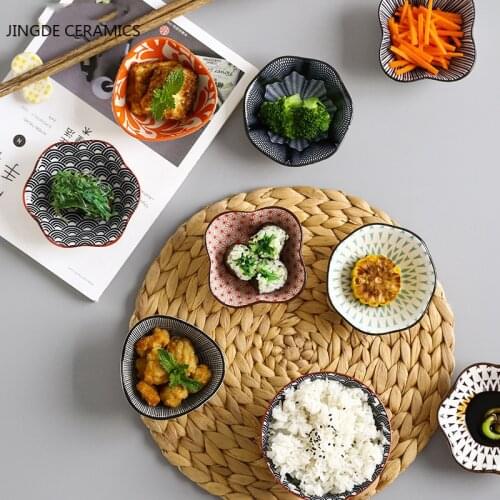 4Pcs Creative small fresh ceramic dish soy sauce vinegar mustard plate small multifunctional fruit pre-dinner ceramic plate