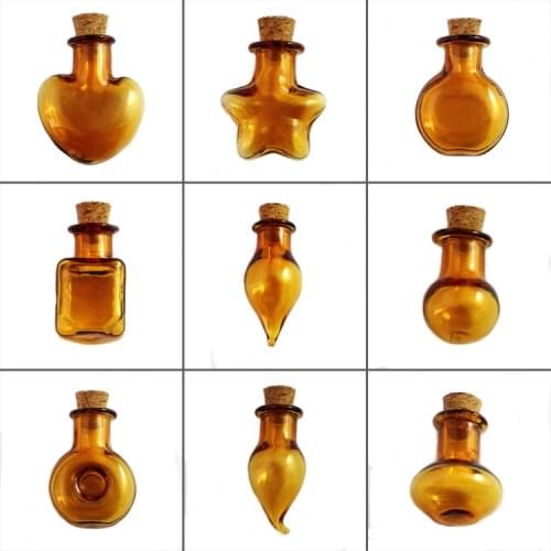 4PCS Champagne Color DIY Pendants Cork Stopper Storage Vial Mini Glass Cork Bottles Wishing Bottle Wedding Home Decoration