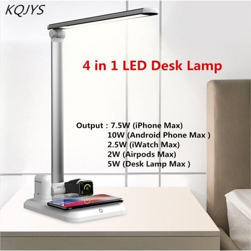 4 in 1 Qi Wireless Multi-Function Smart Charging Board And LED Desk Lamp Luminaria 5W Touch Desk Lamp for iPhone Airpods