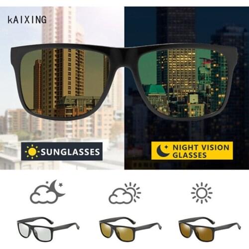 KAIXING Aluminum Night Vision Goggles Classic Brand Photochromic Sunglasses With Polarized Lens Driving Glasses For Men/Woman