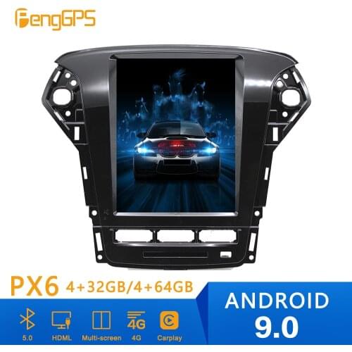 Tesla style Android 9 PX6 Car DVD Player GPS Navigation For Ford Mondeo MK4 2011-2014 Car Auto Stereo HeadUnit Multimedia Player