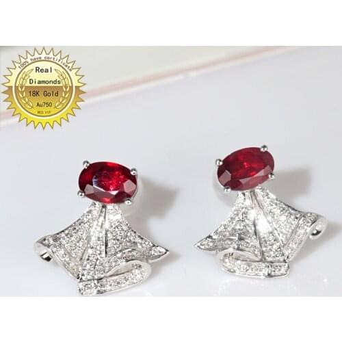 18k white gold Natural 1ct Ruby and 0.34Real Diamond Jewellery have certificate