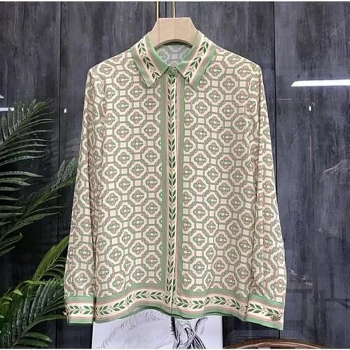 2020 Chic OL elegant long sleeves Shirts High quality floral print Shirt Tops C216